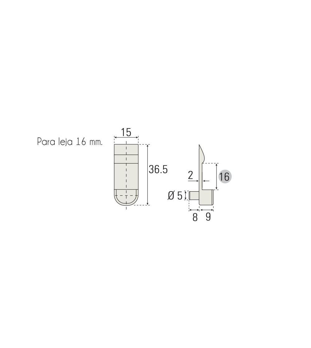 Portaestante Transp. C/Bulon 5 mm T.16 mm | AndaserStore OFERTA