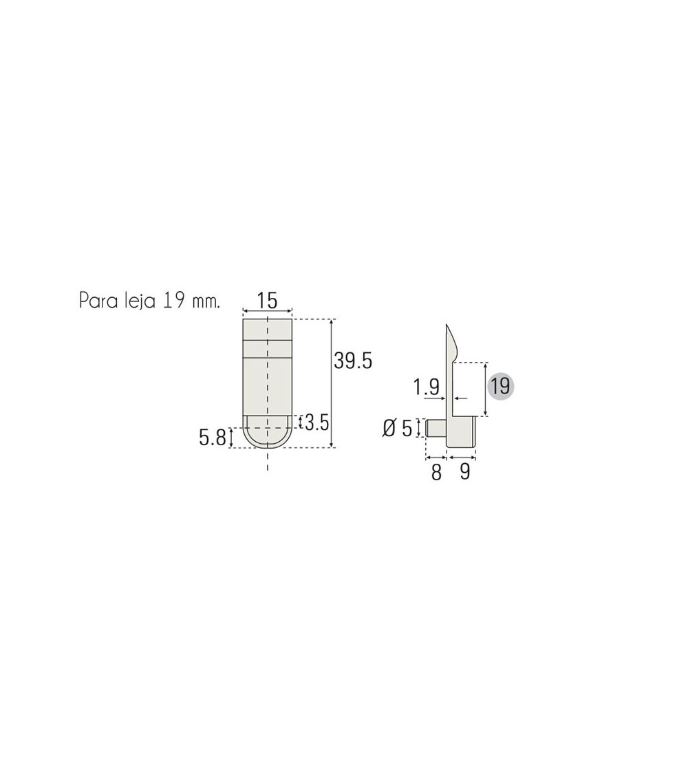 Portaestante Transparente C/Bulón 5 mm T. 19 mm | AndaserStore OFERTA