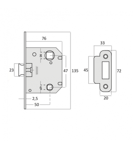 Picaporte Puerta de Paso Unificado 50x47 C/Redondo | AndaserStore OFERTA