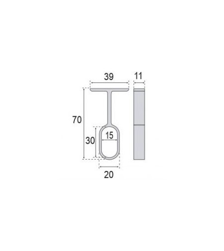 Soporte Central Tubo Ovalado Plata Mate | AndaserStore OFERTA