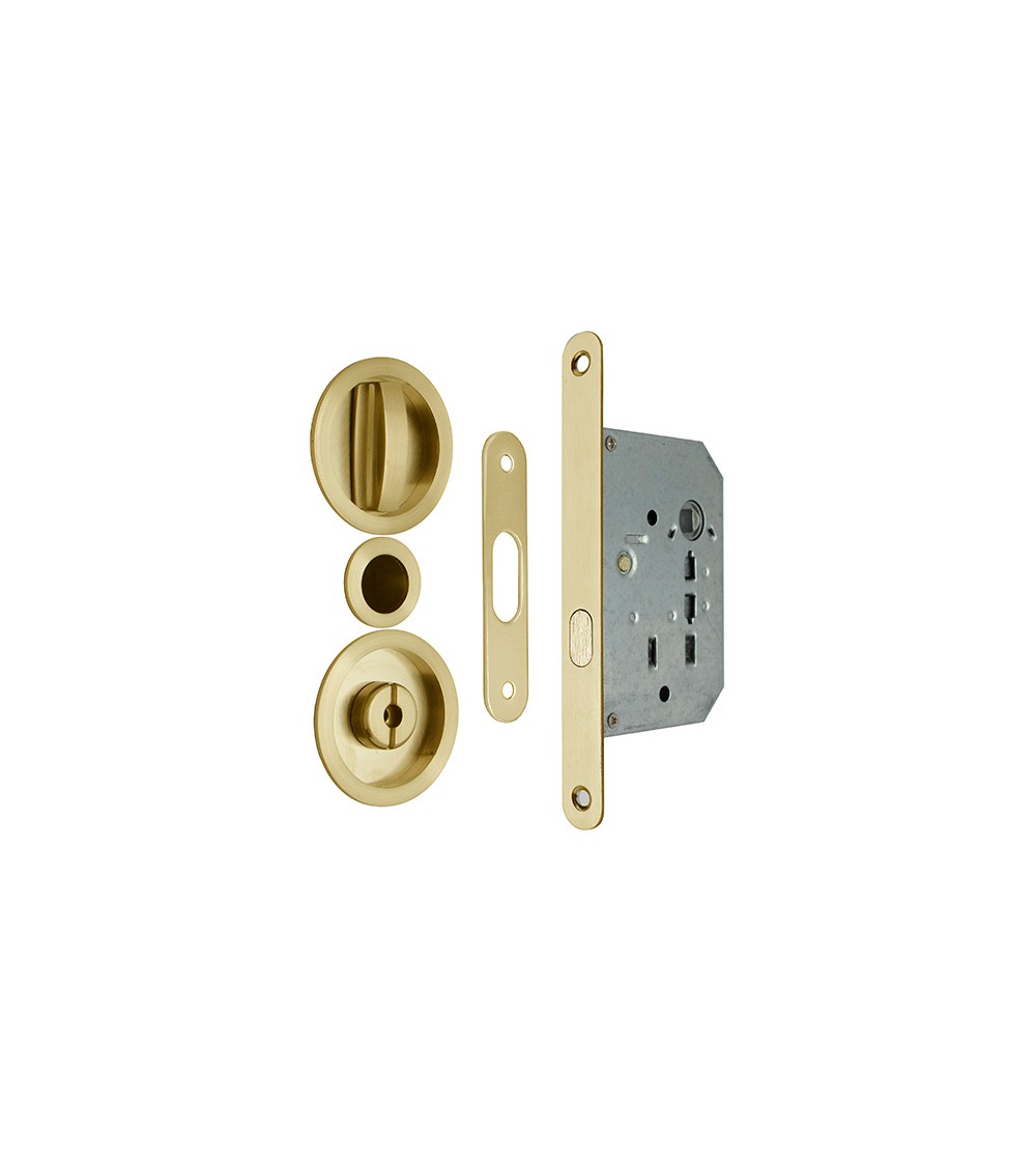 Kit Cerradura Puerta Corredera C/ Redonda Dorado | AndaserStore OFERTA