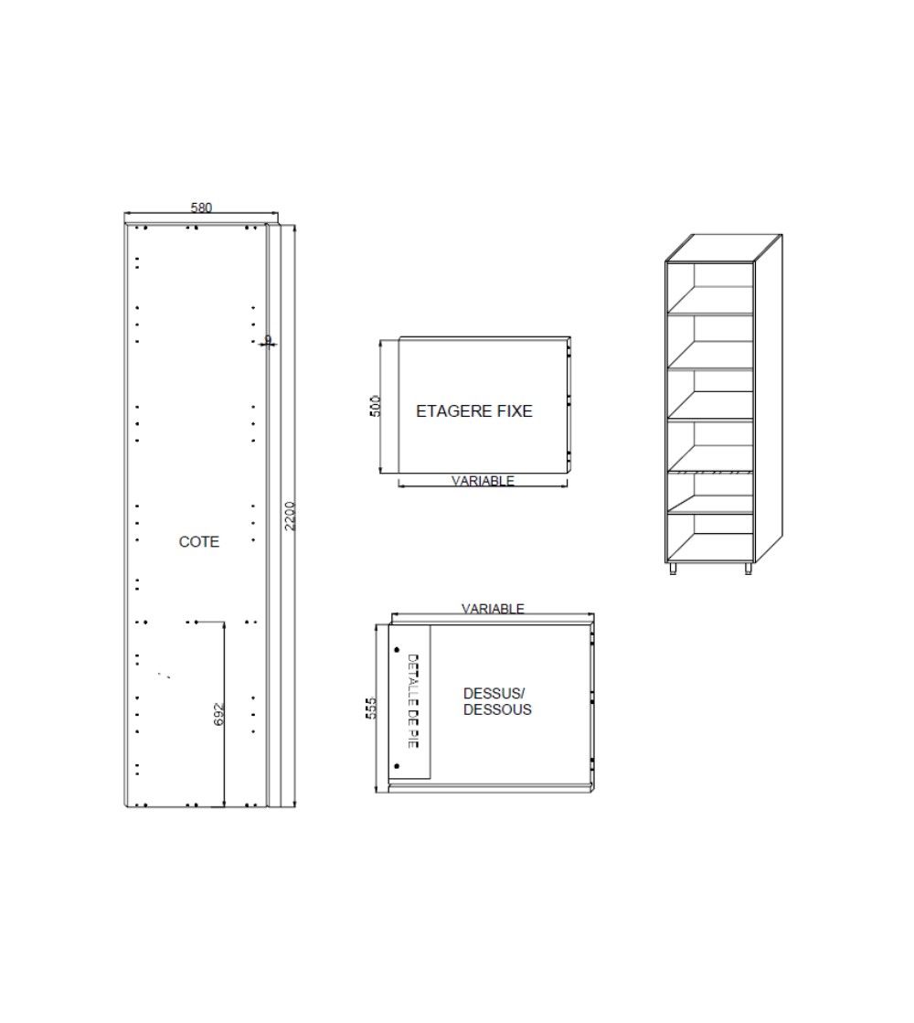 Kit Módulo Cocina Columna Despensero Alt. 220 cm Blanco | AndaserStore OFERTA  OFERTA