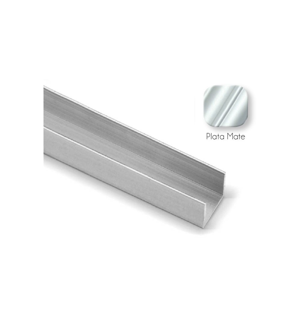 Perfil U Puerta Corredera Armario Plata mate 16 mm | AndaserStore OFERTA