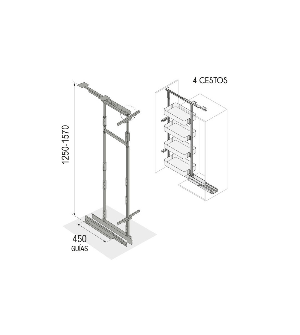 Columna Extraíble 6 Cestos Neo System Alt. 125-157 | AndaserStore OFERTA OFERTA