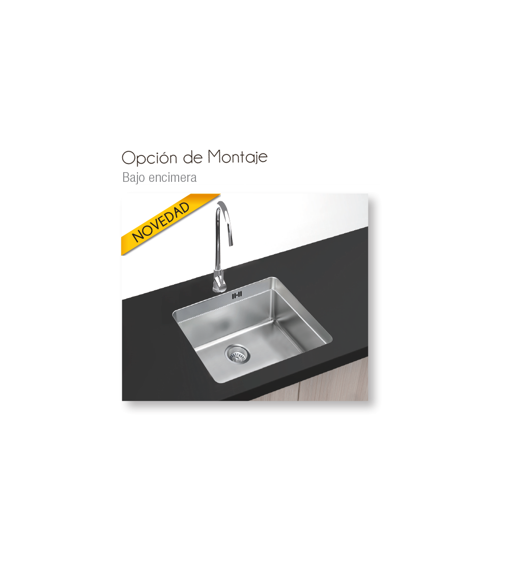 Fregadero Cocina Acero Inox Serie Boston 45x50 cm | AndaserStore OFERTA