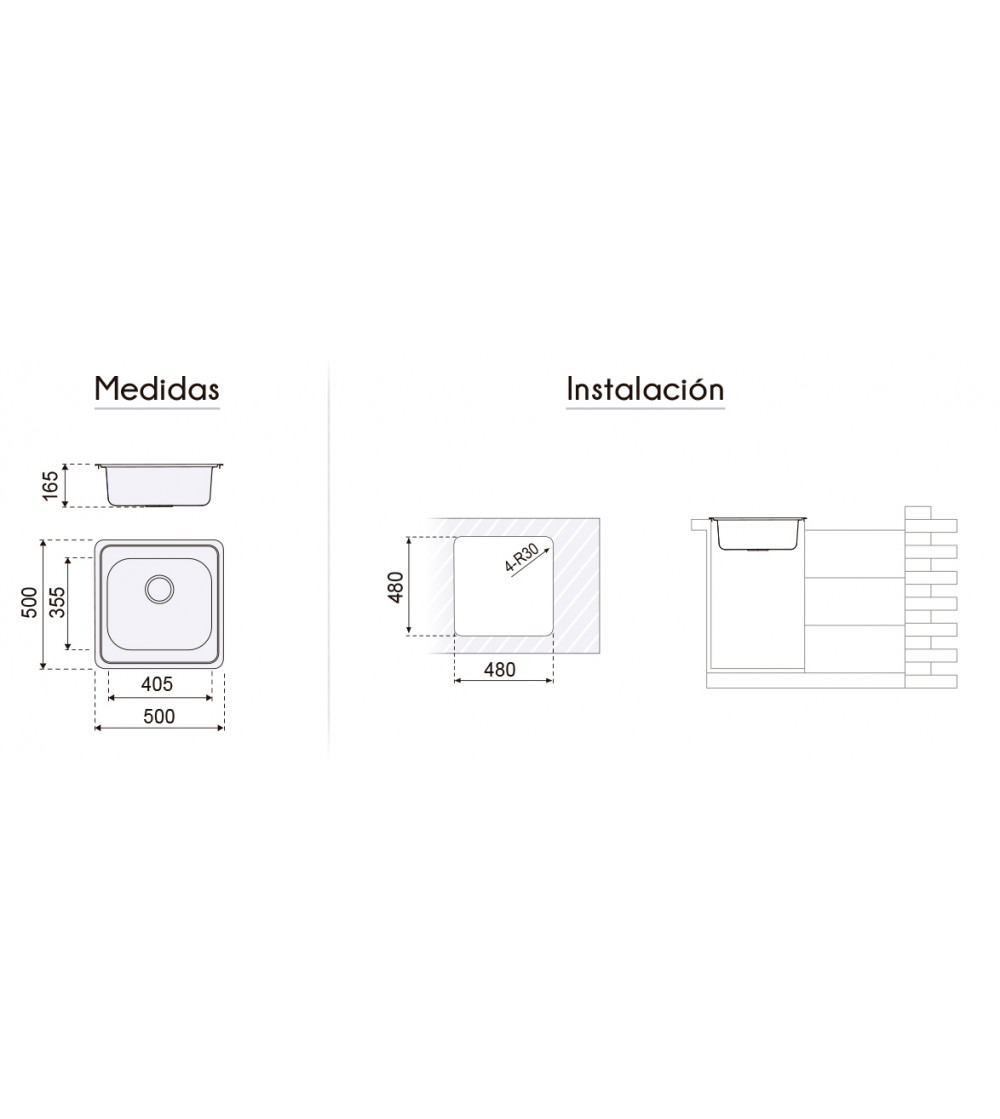 Fregadero Cocina Acero Inox Mod. Tokio 50x50 cm | AndaserStore OFERTA