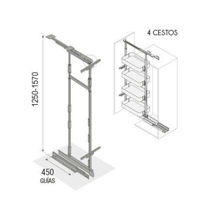 Columna Extraíble 6 Cestos Neo System Blanco Alt. 125-157| AndaserStore OFERTA OFERTA