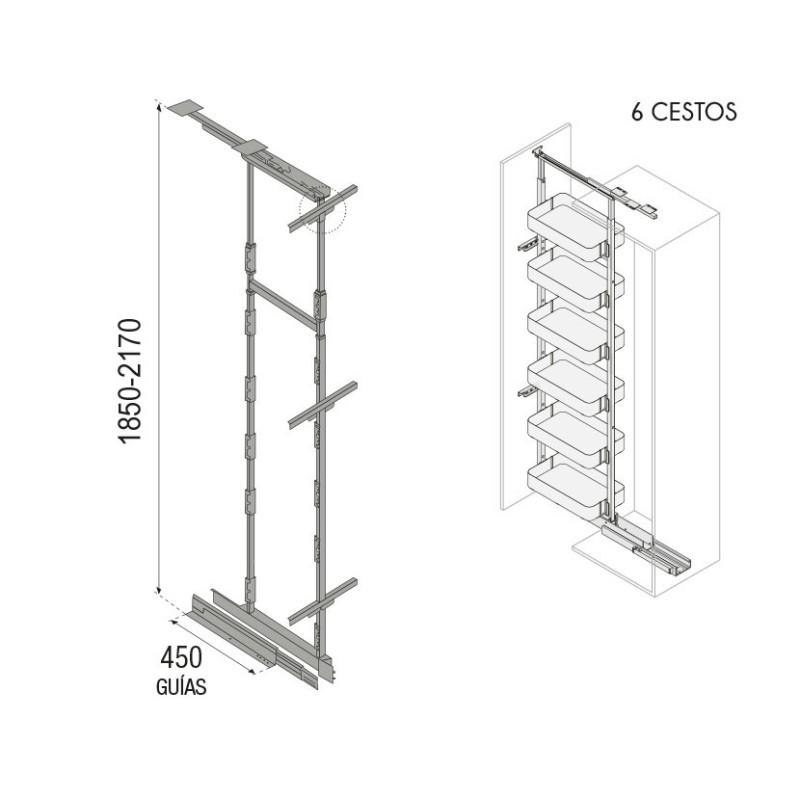 Columna Extraíble 6 Cestos Neo System Blanco Alt. 185-217 | AndaserStore OFERTA OFERTA