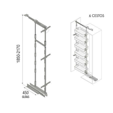 Columna Extraíble 6 Cestos Neo System Blanco Alt. 185-217 | AndaserStore OFERTA OFERTA